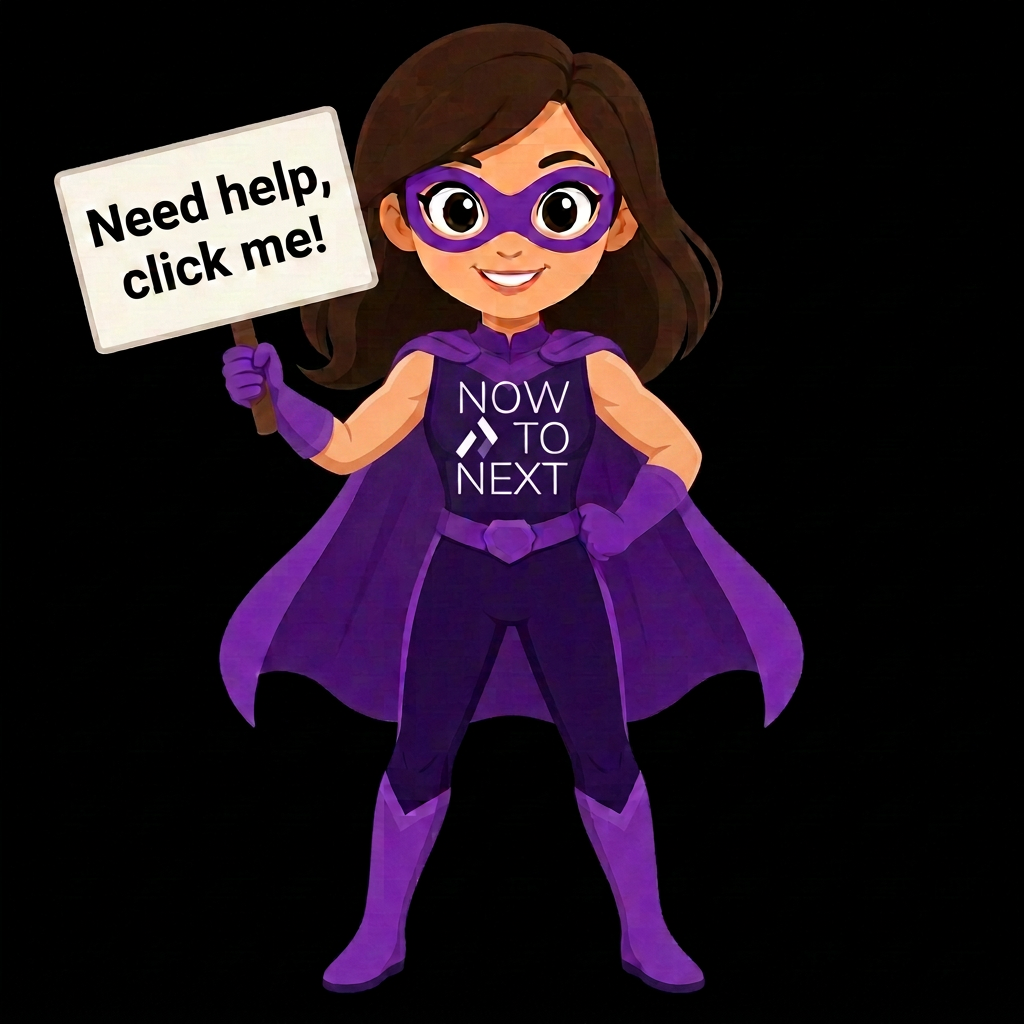 Novee, the Now to Next superhero mascot