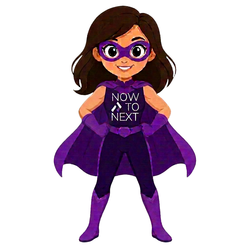 Novee, the Now to Next superhero mascot